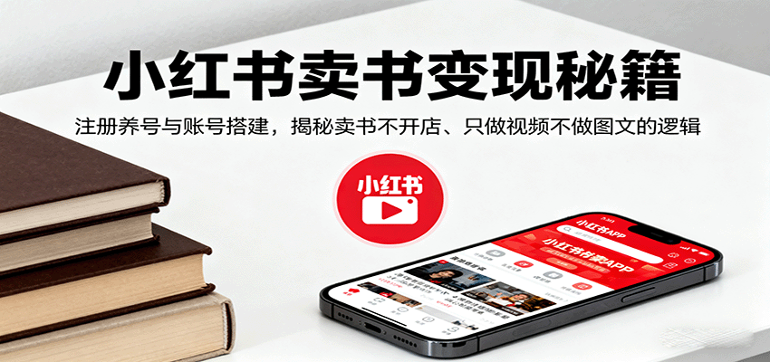 小红书卖书变现秘籍，注册养号与账号搭建，揭秘卖书不开店、只做视频不做图文的逻辑-极光网创