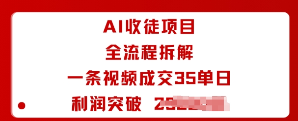 AI收徒项目全流程拆解一条视频成交35单日利润突破1k+-极光网创