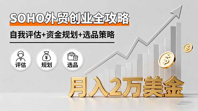 SOHO外贸创业全攻略,自我评估+资金规划+选品策略,月入2万美金-极光网创