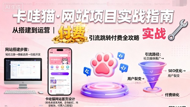 卡哇猫·网站项目，网站搭建与运营以及引流跳转付费-极光网创