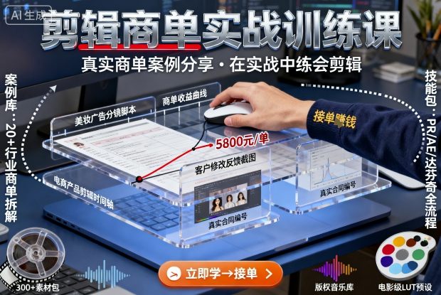 剪辑商单实战训练课，真实商单案例分享，在实战中练会剪辑-极光网创