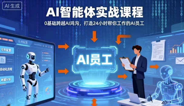Ai智能体实战课程，0基础跨越Ai鸿沟，打造24小时帮你工作的Ai员工，打破常规，以实战定义Ai-极光网创