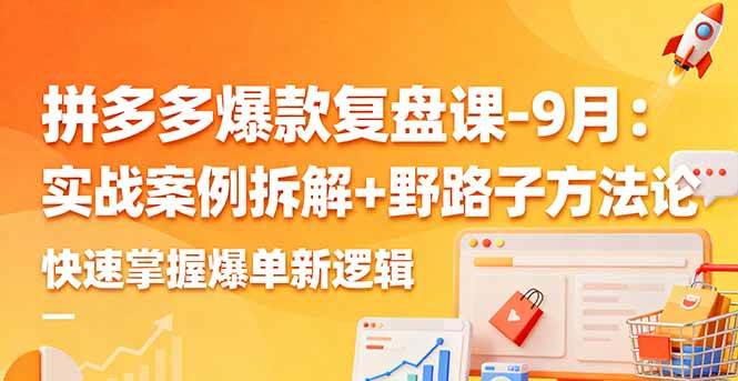 （16176期）拼多多爆款复盘课-9月：实战案例拆解+野路子方法论，快速掌握爆单新逻辑-极光网创