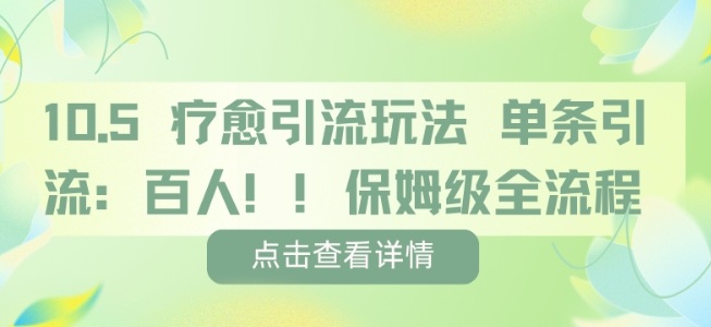 疗愈引流玩法，单条引流百人，保姆级全流程-极光网创