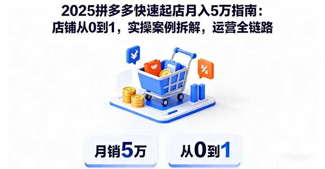 2025拼多多快速起店月入5万指南：店铺从0到1，实操案例拆解，运营全链路-极光网创