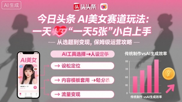 今日头条AI美女赛道玩法，一天轻松5张，小白轻松上手-极光网创