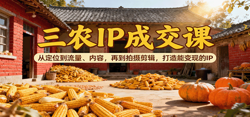 三农IP成交课：从定位到流量、内容，再到拍摄剪辑，打造能变现的IP-极光网创