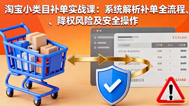 淘宝小类目补单实战课：系统解析补单全流程、降权风险及安全操作-极光网创