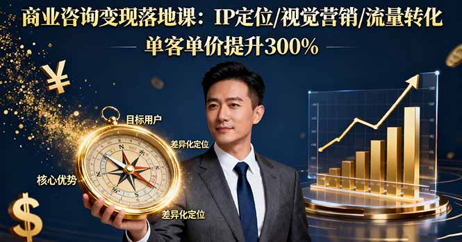 商业咨询变现落地课：IP定位/视觉营销/流量转化，单客单价提升300%-极光网创