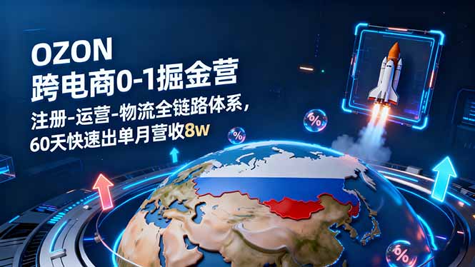 OZON跨境电商0-1掘金营：注册-运营-物流全链路体系，60天快速出单月营收8w-极光网创