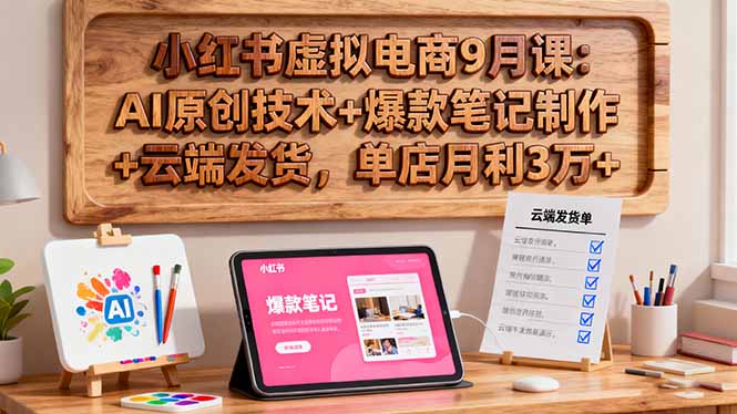 小红书虚拟电商9月课:AI原创技术+爆款笔记制作+云端发货,单店月利3万+-极光网创