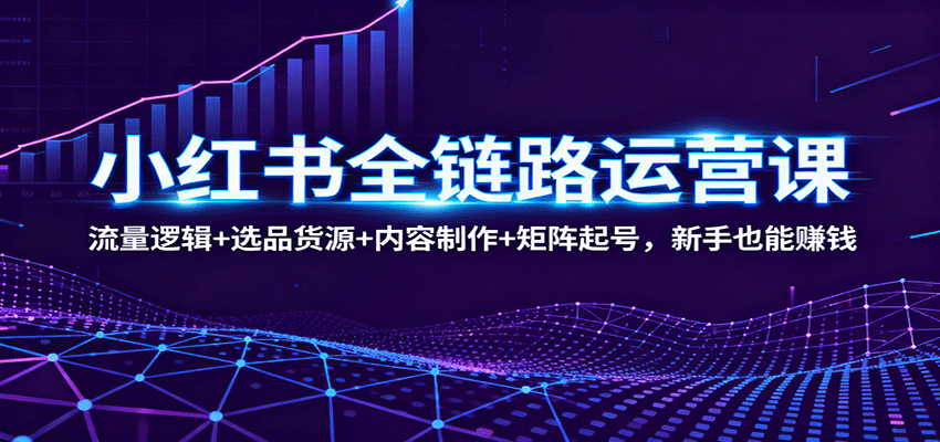 小红书全链路运营课：流量逻辑+选品货源+内容制作+矩阵起号，新手也能赚钱-极光网创