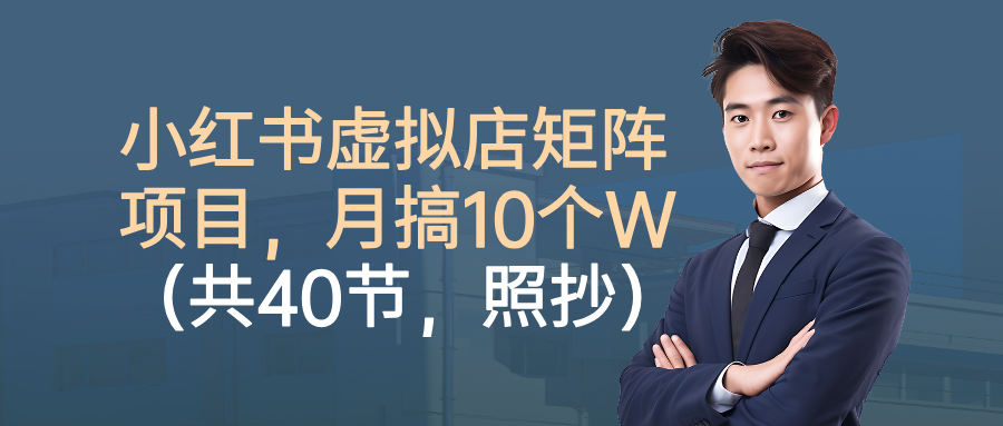 小红书虚拟店矩阵项目，月搞10W(共40节，照抄照做)-极光网创