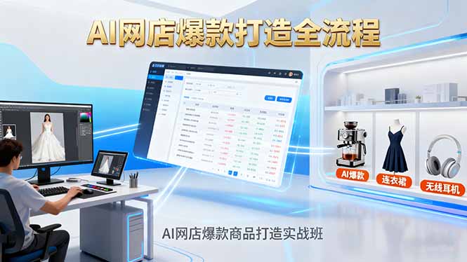 AI网店爆款商品打造实战班：AI技术实现商品图智能处理，快速搭建AI网店-极光网创