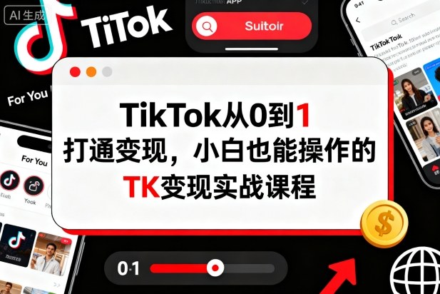 TikTok从0到1打通变现，小白也能操作的TK变现实战课程-极光网创