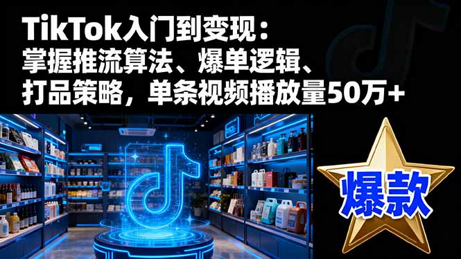 TikTok入门到变现：掌握推流算法、爆单逻辑、打品策略，单条视频播放量50w-极光网创