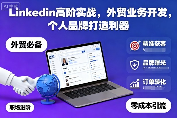 Linkedin高阶实战，外贸业务开发，个人品牌打造利器-极光网创