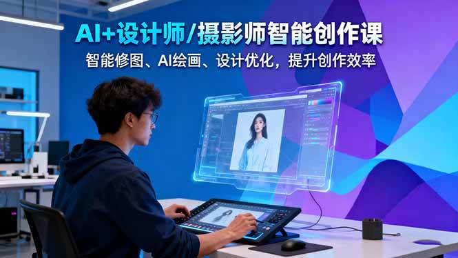 AI+设计师/摄影师智能创作课：智能修图、AI绘画、设计优化，提升创作效率-极光网创