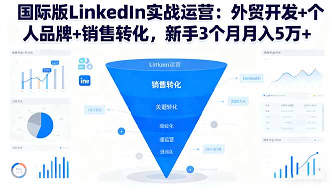 国际版LinkedIn实战运营：外贸开发+个人品牌+销售转化，新手3个月月入5万+-极光网创