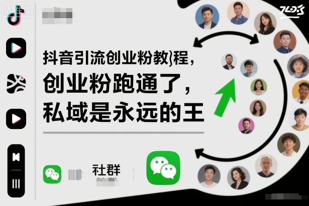 抖音引流创业粉教程，创业粉终于跑通了，私域是永远的王-极光网创