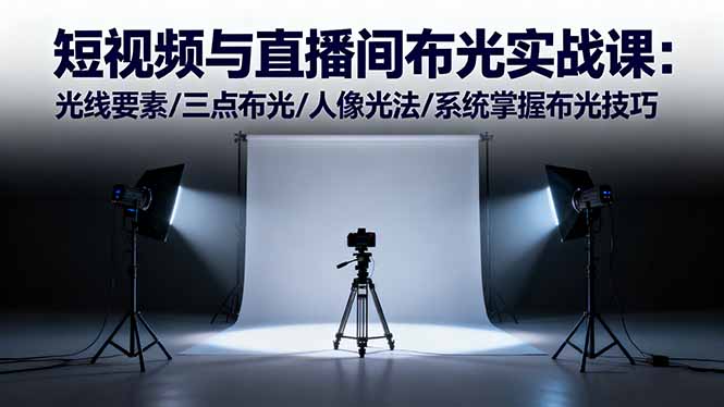 短视频与直播间布光实战课：光线要素/三点布光/人像光法/系统掌握布光技巧-极光网创