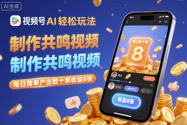 视频号AI轻松玩法,制作共鸣视频,每日简单产出数十条收益8张-极光网创