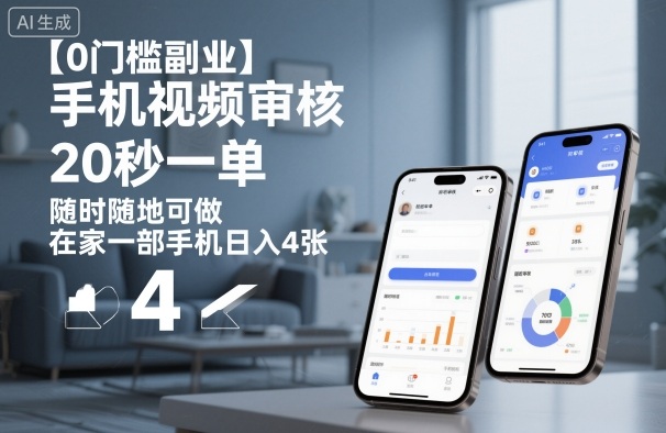 【0门槛副业】手机视频审核，20秒一单，随时随地可做，在家一部手机日入4张【揭秘】-极光网创