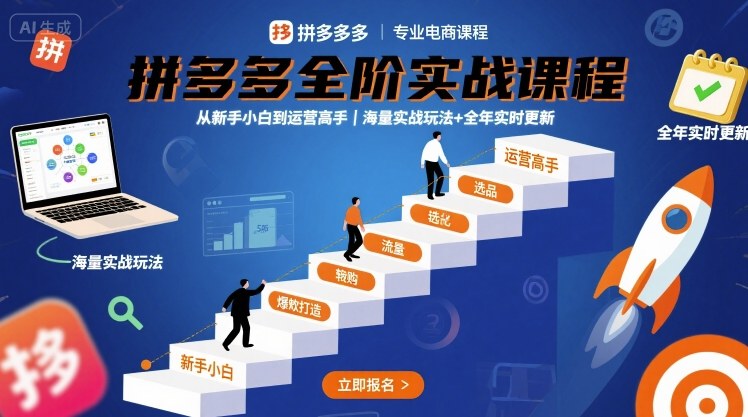 拼多多全阶实战课程，从新手小白到运营高手，海量实战玩法+全年实时更新【2025年10月更新】-极光网创