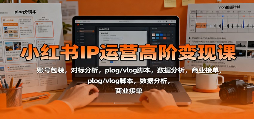 小红书IP运营高阶变现课：账号包装，对标分析，plog/vlog脚本，数据分析，商业接单-极光网创