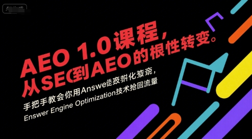 AEO 1.0 课程，从SEO到AE0的基命性转变，手把手教会你用AnswerEngineOptimization技术抢回流量(更新)-极光网创