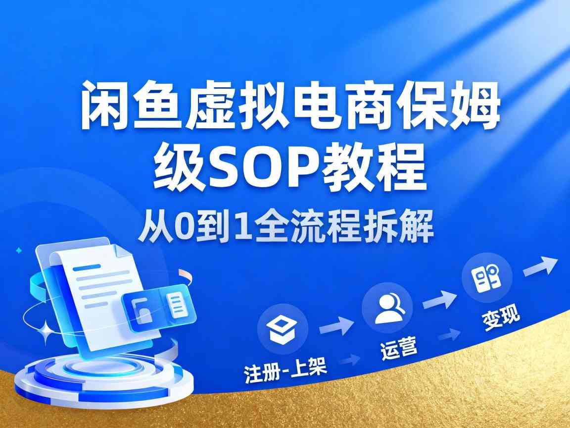 闲鱼虚拟电商，月入轻松过1W，保姆级SOP教程-极光网创
