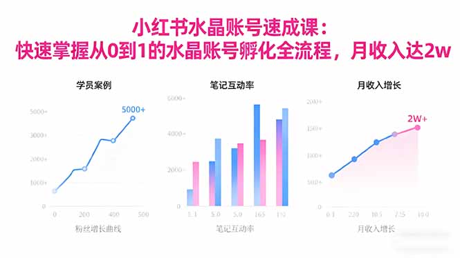 2025小红书水晶账号速成课：快速掌握从0-1水晶账号孵化全流程，月收入达2w-极光网创