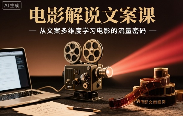 电影解说文案课，从文案多维度学习电影的流量密码-极光网创