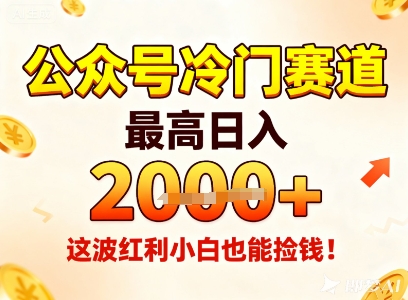 公众号冷门赛道，最高日入1k+，这波红利小白也能捡钱！-极光网创