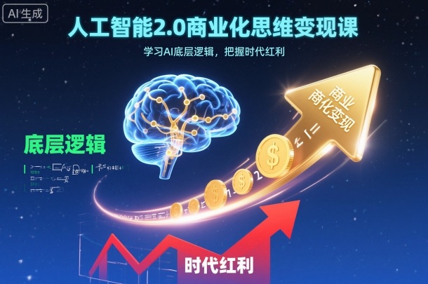 人工智能2.0商业化思维变现课，学习AI底层逻辑，把握时代红利-极光网创