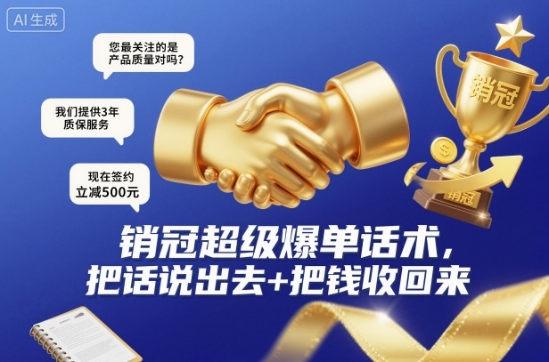 销冠超级爆单话术，把话说出去+把钱收回来-极光网创