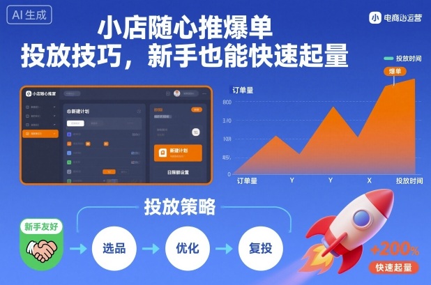 小店随心推爆单投放技巧，新手也能快速起量-极光网创