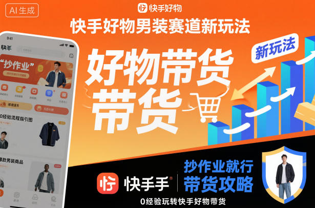 快手好物男装赛道新玩法，抄作业就行，0经验玩转快手好物带货-极光网创