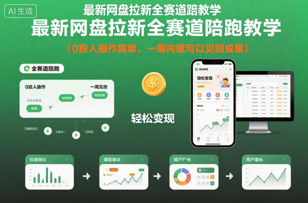 最新网盘拉新全赛道陪跑教学，0投入操作简单，一周内就可以见到成果-极光网创