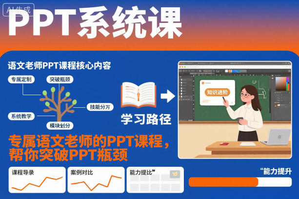 PPT系统课，专属语文老师的PPT课程，帮你突破PPT瓶颈-极光网创