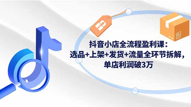 抖音小店全流程盈利课：选品+上架+发货+流量全环节拆解，单店利润破3万-极光网创