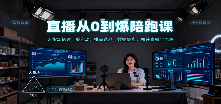 直播从0到爆陪跑课：人货场搭建，冷启动，排品选品，数据复盘，解锁直播全流程-极光网创