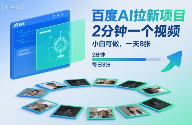 百度AI拉新项目，2分钟一个视频，小白可做，一天8张【附案例+保姆级教程】-极光网创