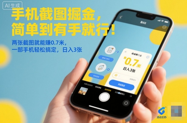手机截图掘金，简单到有手就行！两张截图就能賺0.7米，一部手机轻松搞定，日入3张【揭秘】-极光网创