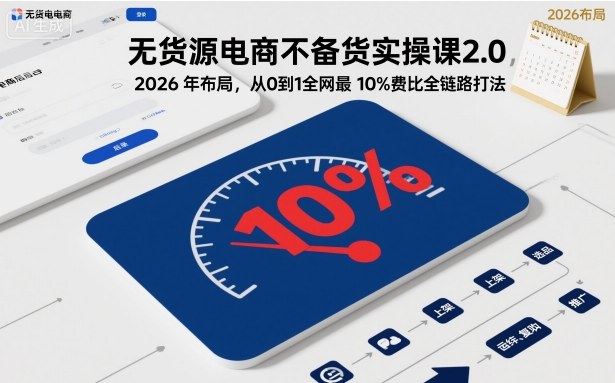 无货源电商不备货实操课2.0，2026年布局，从0到1全网最低10%费比全链路打法【更新】-极光网创
