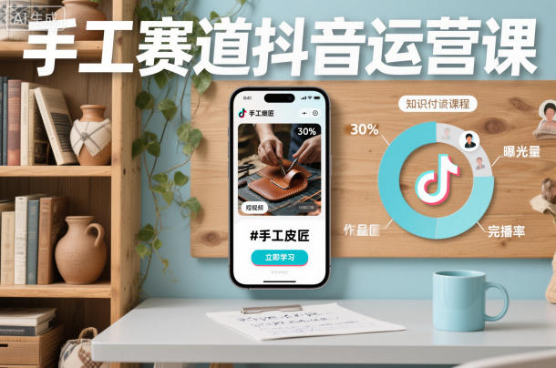 手工赛道抖音运营课，手工赛道流量运营-极光网创