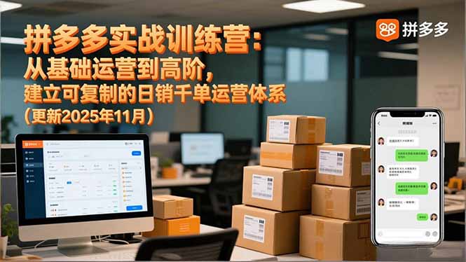 拼多多实战训练营：从基础运营到高阶，建立可复制的日销千单运营体系(更新11月-极光网创