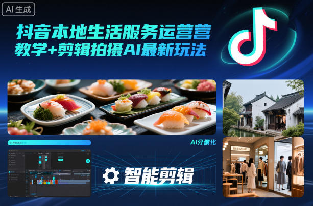 抖音本地生活服务运营教学+剪辑拍摄AI最新玩法-极光网创