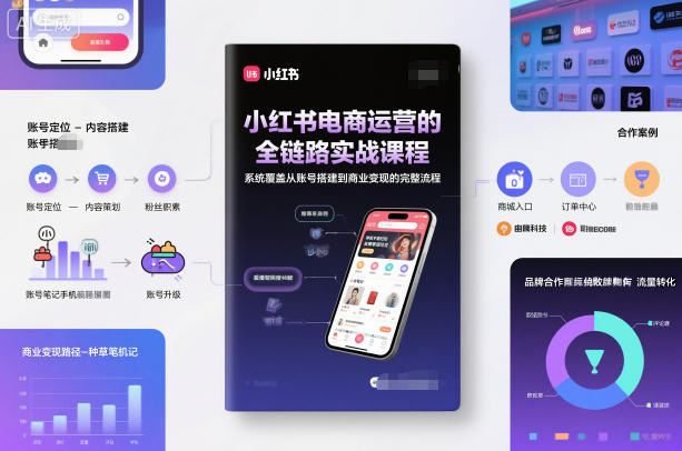 小红书电商运营的全链路实战课程，系统覆盖从账号搭建到商业变现的完整流程-极光网创