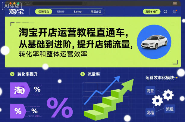 淘宝开店运营教程直通车，从基础到进阶，提升店铺流量，转化率和整体运营效率(更新11月)-极光网创